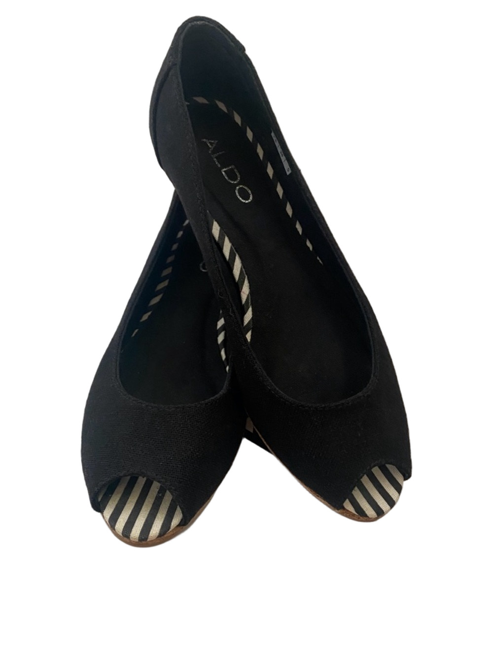 Aldo Women’s Black Low Wedge Peep-Toe, Size 7.5